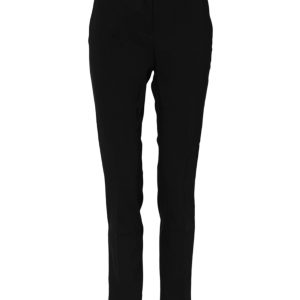 Black Wool Mid Waisted Tapered Dress Pants