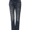 Blue Cotton Tattered Boyfriend Denim Jeans - Image 2