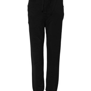 Black Cotton Mid Waist Jogger Pants