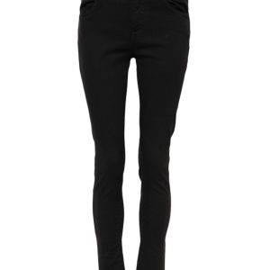 Black Cotton Skinny Mid Waisted Denim Jeans