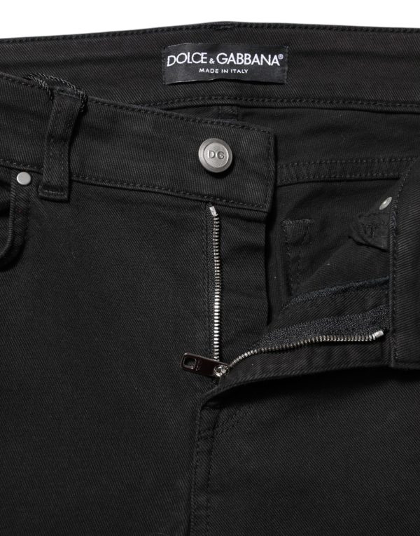 Black Cotton Skinny Mid Waisted Denim Jeans - Image 4