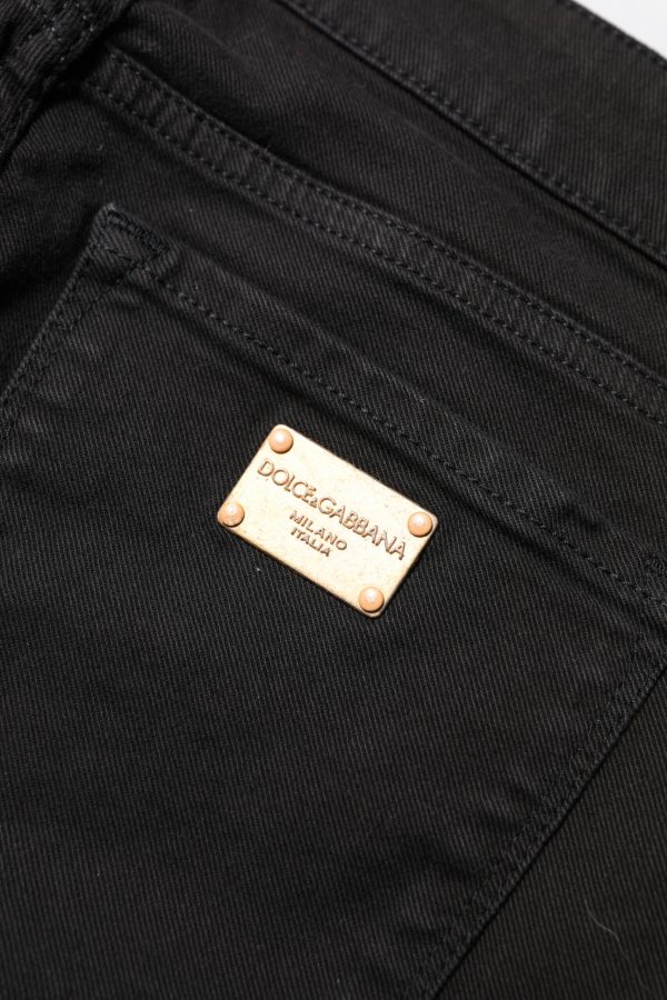 Black Cotton Skinny Mid Waisted Denim Jeans - Image 6