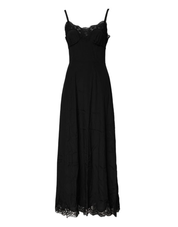 Black Floral Lace Lingerie Dress Sleepwear