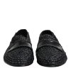 Black Woven Leather Slip On Loafers Men Shoes - Image 2