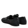 Black Woven Leather Slip On Loafers Men Shoes - Image 5