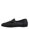 Black Woven Leather Slip On Loafers Men Shoes - Image 6