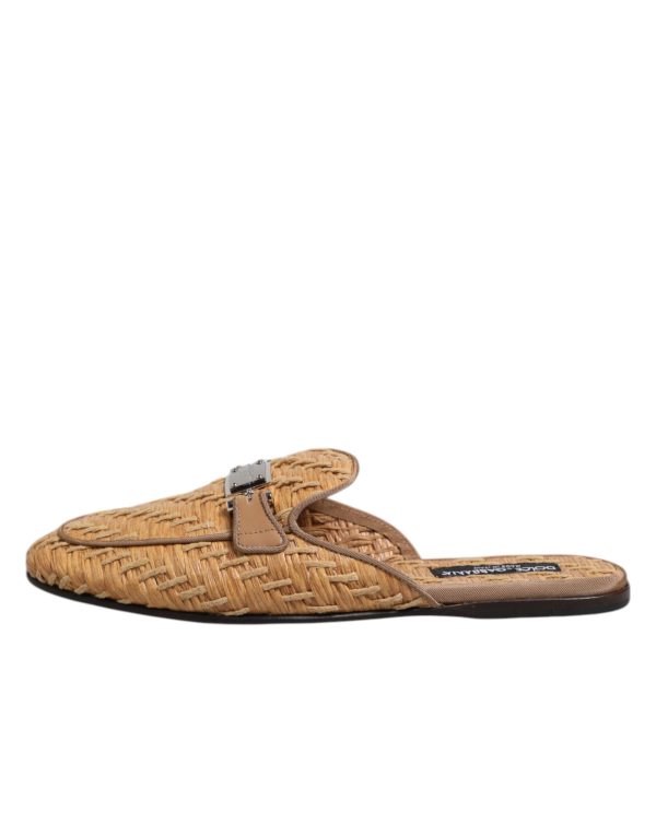 Beige Rattan Flat Mule Men Sandals Shoes - Image 6