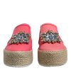 Pink Canvas Crystal Embellished Slip On Shoes - Image 2