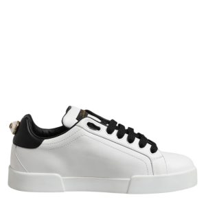 White Leather Heart Print Sneakers Shoes