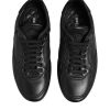 Black Leather Lace Up Low Top Sneakers Shoes - Image 3