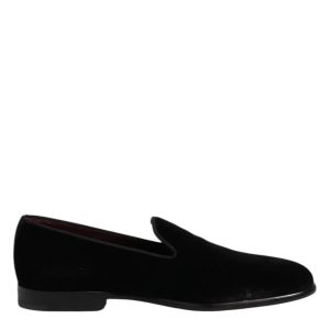 Black Velvet Slip On Loafers Formal Shoes