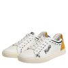 White Leather MILANO Low Top Sneakers Shoes - Image 4