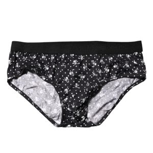 Black Cotton Printed Regular Brief Underwear