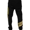 Black Cotton Logo Tape Men Jogger Pants - Image 4