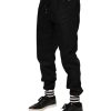 Black Cotton Logo Tape Men Jogger Pants - Image 3