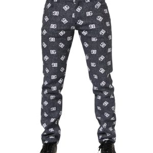 Dark Gray Logo Cotton Skinny Slim Denim Jeans