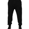 Black Cotton Drawstring Jogger Pants - Image 2