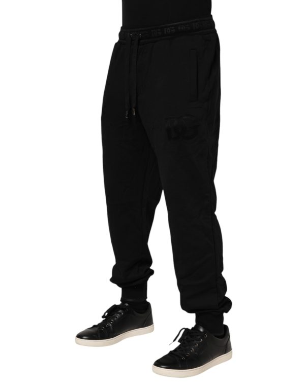 Black Cotton Drawstring Jogger Pants - Image 3