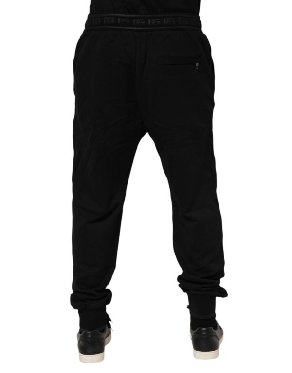 Black Cotton Drawstring Jogger Pants - Image 4