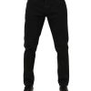 Black Cotton GOLD Skinny Denim Jeans - Image 2