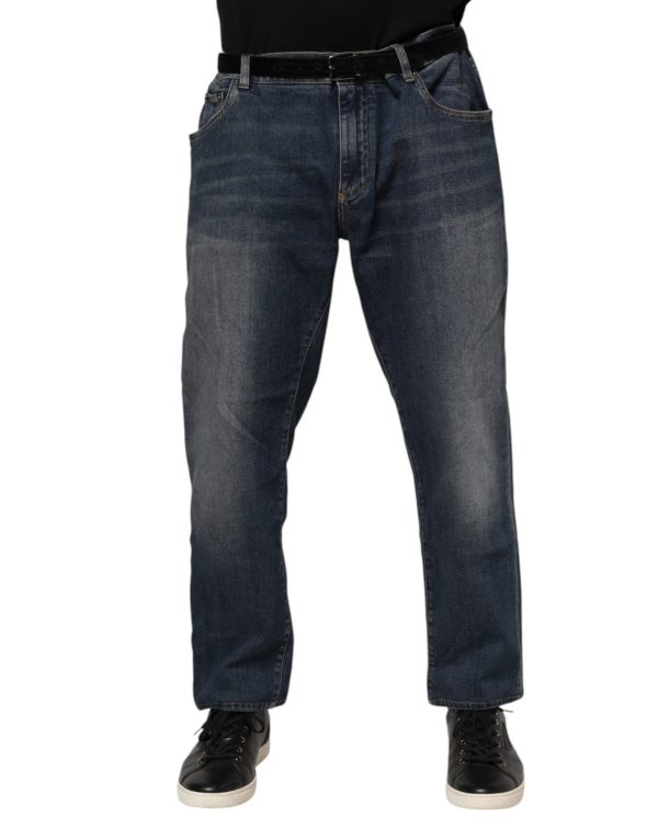 Blue Cotton Logo Plaque Slim Denim Jeans - Image 2