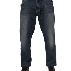 Blue Cotton Logo Plaque Slim Denim Jeans
