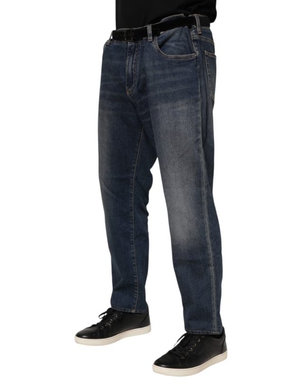 Blue Cotton Logo Plaque Slim Denim Jeans - Image 3