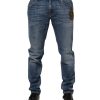 Blue Logo Embroidery Denim Jeans - Image 2