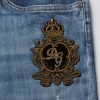 Blue Logo Embroidery Denim Jeans - Image 6
