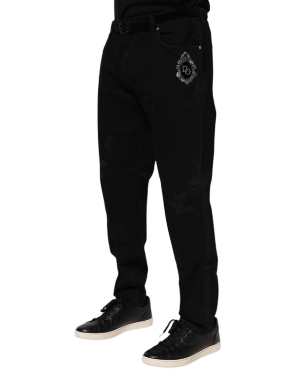 Black Cotton Skinny Men Denim Jeans - Image 3