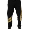 Black Cotton Logo Tape Men Jogger Pants - Image 2