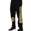 Black Cotton Logo Tape Men Jogger Pants - Image 3