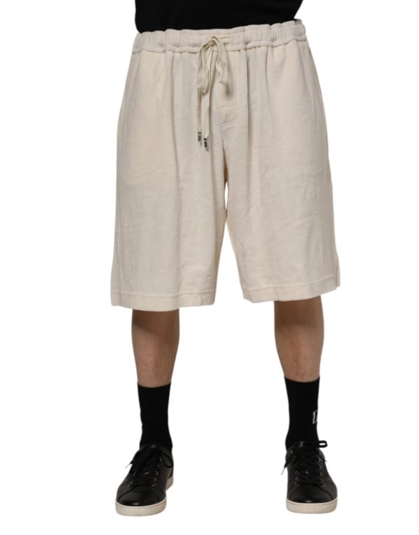Ivory Cotton Men Bermuda Sweatshorts Shorts - Image 2