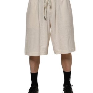 Ivory Cotton Men Bermuda Sweatshorts Shorts