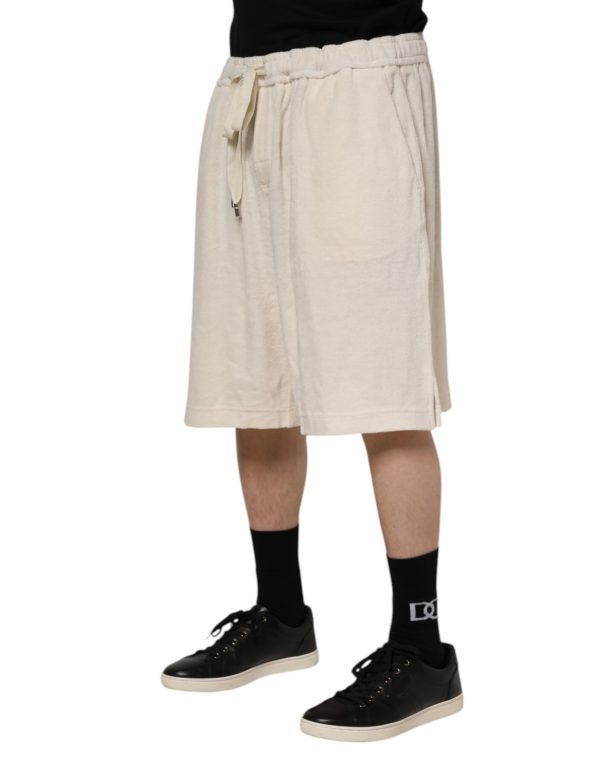 Ivory Cotton Men Bermuda Sweatshorts Shorts - Image 3