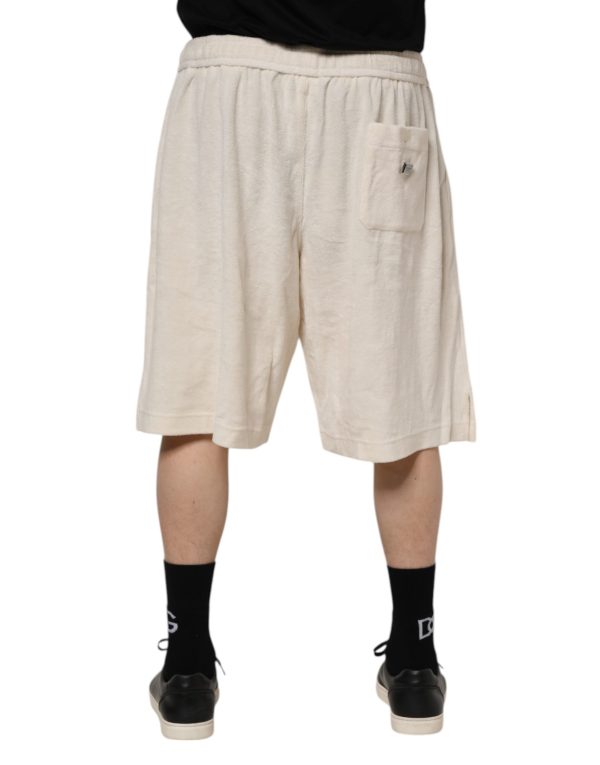 Ivory Cotton Men Bermuda Sweatshorts Shorts - Image 4