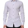 White Blue Striped Cotton GOLD Formal Shirt - Image 2