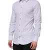 White Blue Striped Cotton GOLD Formal Shirt - Image 3
