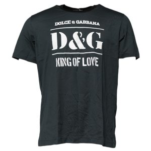 Black Cotton Printed Short Sleeves T-shirt