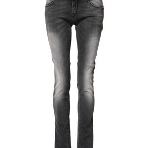 Dark Gray Cotton Slim Fit Denim Low Waist Denim Jeans