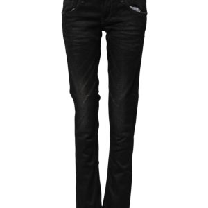 Black Cotton Slim Fit Denim Low Waist Denim Jeans