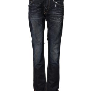 Blue Washed Cotton Mid Waist Flared Denim Jeans