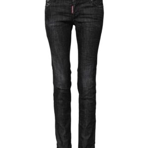 Black Cotton Low Waist Skinny Denim Jeans