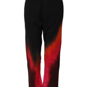 Black Red Cotton Straight Fit Jogger Pants