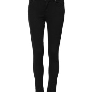 Black Cotton Skinny Mid Waist Denim Jeans