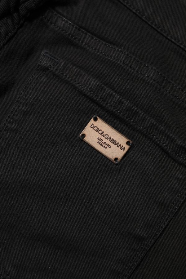 Black Cotton Skinny Mid Waist Denim Jeans - Image 5