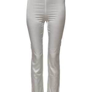 Ivory Silk Tapered High Waist Pants