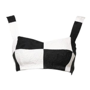 Black White Cropped Bustier Corset Bra Top