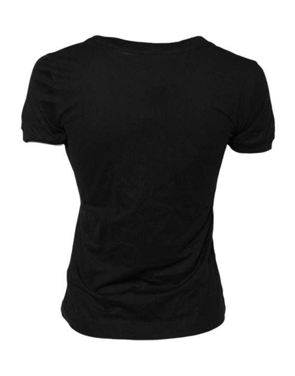 Black Cotton Short Sleeves Round Neck T-shirt - Image 3