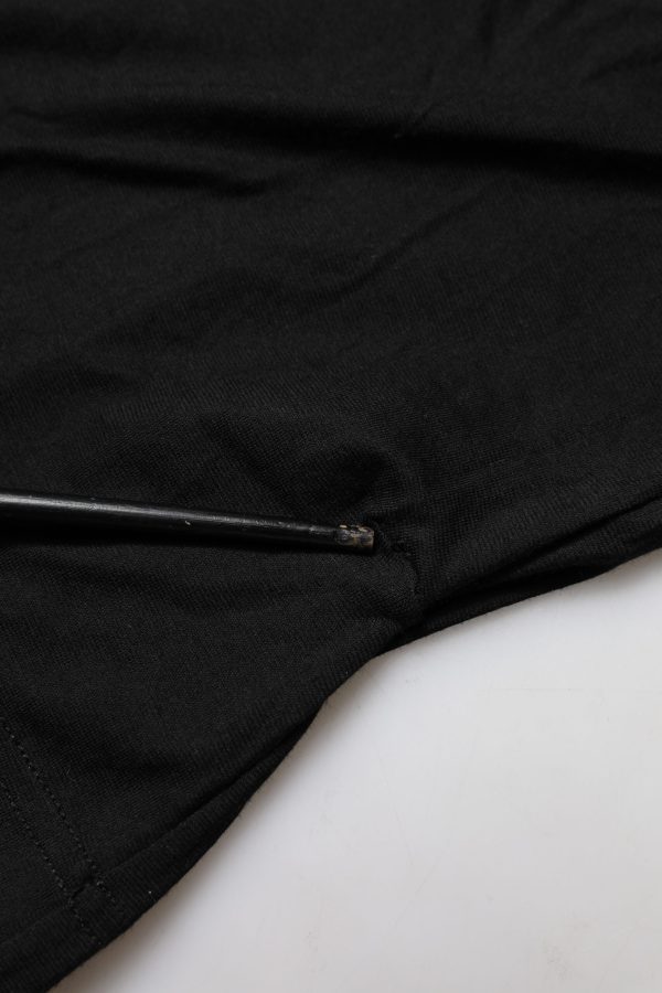 Black Cotton Short Sleeves Round Neck T-shirt - Image 5